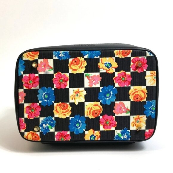 VERSACE Floral pattern Total pattern Hand Bag Vanity bag Black x Multicolore - Picture 5 of 16